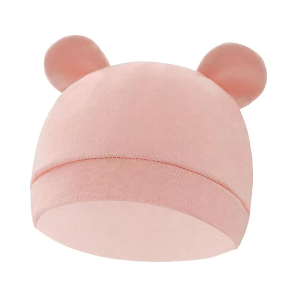 Gorro para bebé recién nacido, gorro con orejas de oso, gorro para bebé, cómodo para bebés, bebés, recién nacidos Rosa