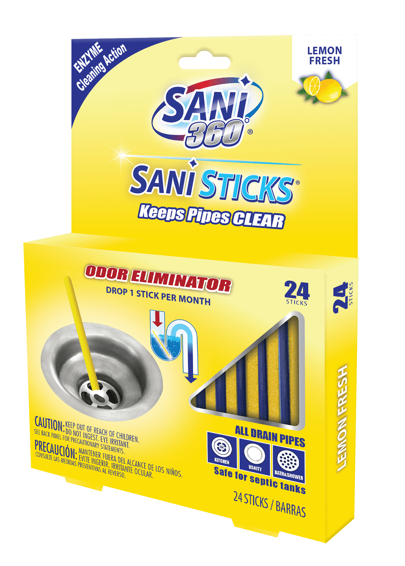Sani Sticks As Seen on TV Drain Pipes Cleaner and Deodorizer Unscented a 