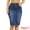 Blue, variant on Unique Bargains Women's Denim High Waist Raw Hem Pockets Pencil Skirt S Blue