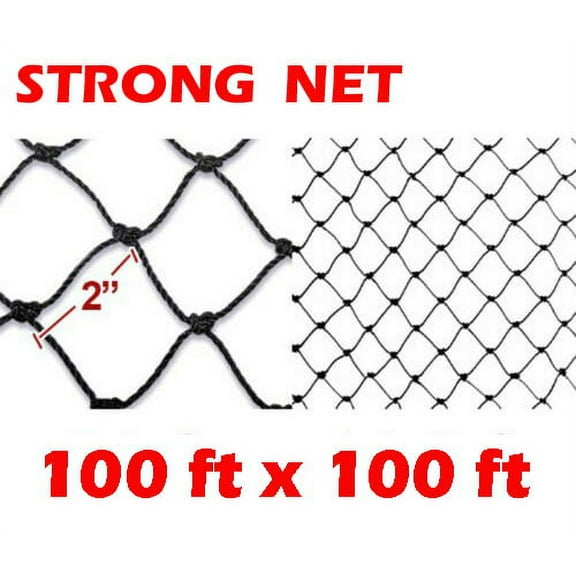 Strong Nylon 100ft x 100ft Garden Netting 2-Inch Mesh Anti Bird Poultry Netting for Fruit Trees Used As Bird Netting for Chicken Coop, Plant Netting, Tree Protectors, Aviary Netting