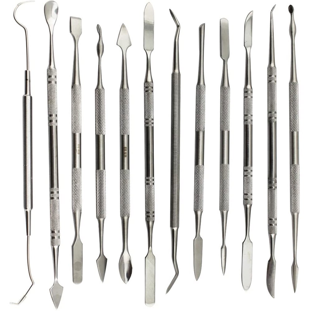 12 Pcs Wax Carvers Set Double Ended Dental Wax Modeling Sculpting Tools Dental Picks Polymer