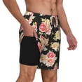 thumbnail image 3 of Goofa Rose Flowers Printed Men's Swim Trunks Board Shorts Quick Dry Mens Swimming Trunks with Compression Liner,Breathable Fit Hawaii Beach Shorts-, 3 of 9
