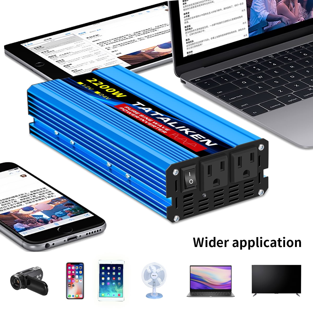 Power Inverter 10000W DC 12V to AC 110V 60HZ Pure Sine Wave Inverter with LCD Display Remote Control 4AC Outlets