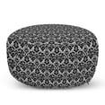 thumbnail image 1 of Victorian Pouf Cover with Zipper, Antique Design with Botanic Plant Details Swirls and Flowers Print, Soft Decorative Fabric Unstuffed Case, 30" W X 17.3" L, Black and White, by Ambesonne, 1 of 5