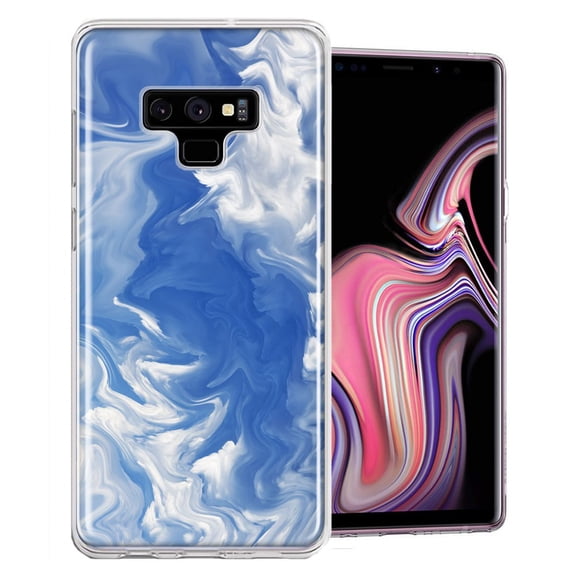 MUNDAZE For Samsung Galaxy Note 9 Sky Blue Swirl Design Double Layer Phone Case Cover