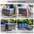thumbnail image 6 of Giantfurnni 2 Peices Patio Rattan Ottomans, Outdoor Wicker Footrests with Cushions for Porch Backyard Deck, 6 of 7