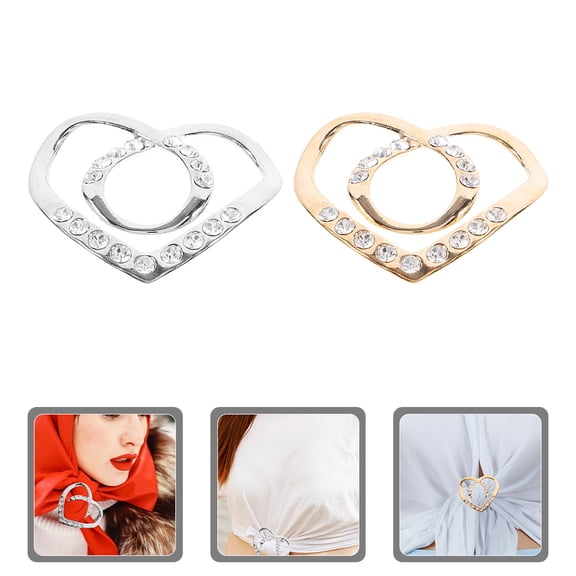 OUNONA 2-Pack Metal T-Shirt Holder Clips, Decorative Scarf Clasp Pins, Waist Brooch Accessories, Multi-