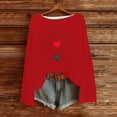 thumbnail image 4 of Amidoa Red Sweaters for Women Oversized Valentines Knit Sweaters Winter Love Heart Crew Neck Tops Women's Blouse L, 4 of 6