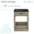 thumbnail image 5 of Burdon 24 in. Brown Oak Bathroom Vanity With Black Ceramic Sink Top, 5 of 6