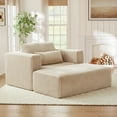 thumbnail image 3 of Muumblus Accent Chair with Movable Ottoman, Oversized Indoor Chaise Lounge Chair, No Assembly, Boneless Corduroy Cloud Sofa for Living Room, Camel, 3 of 12