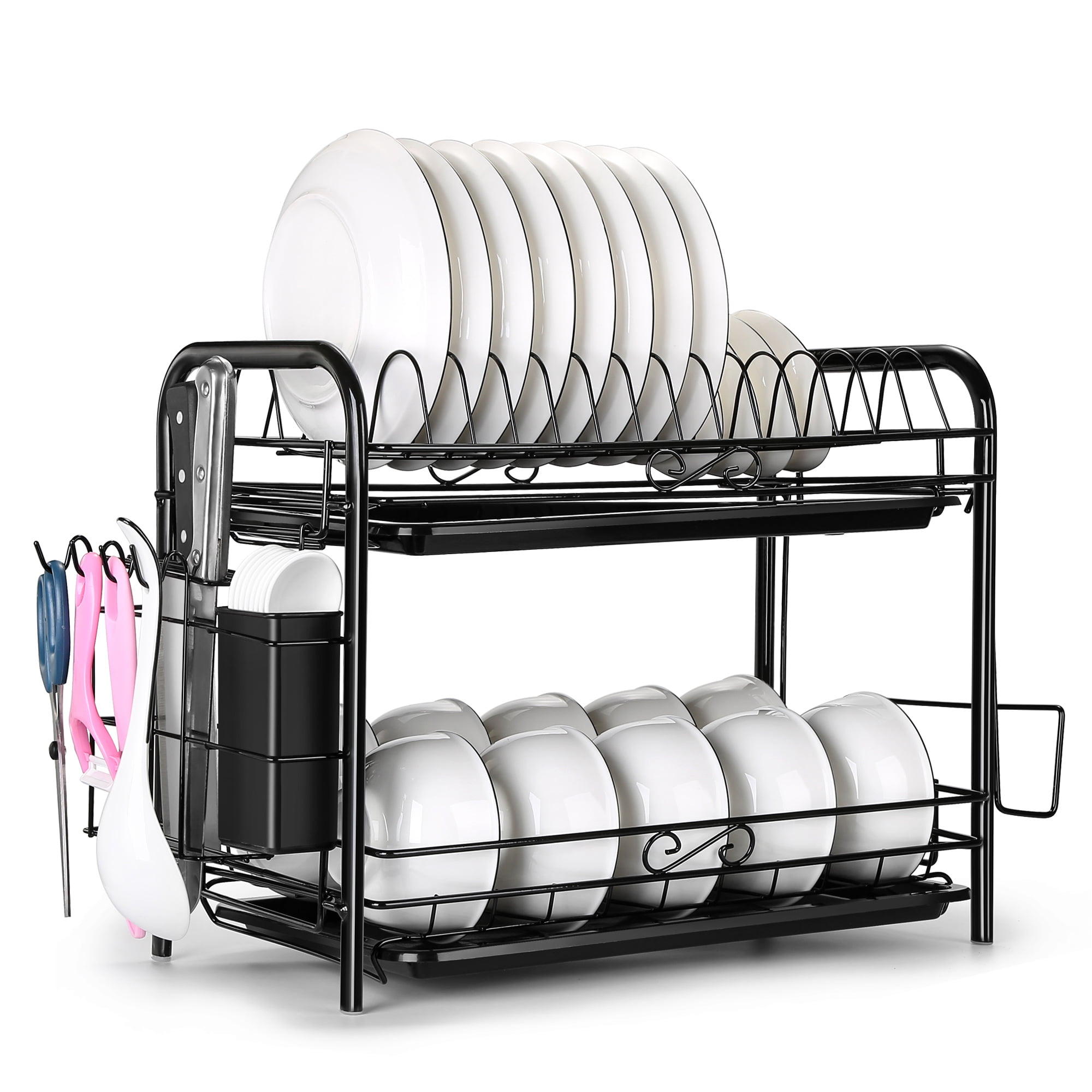 Dish Drying Rack, 2 Tier Chrome Dish Rack Over the sink, Kitchen Storage with cutting board and