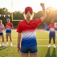 thumbnail image 5 of USA 2026 Soccer Cup V-Neck Jersey for Men, Short Sleeve Football Kit Shirt with Red White Blue Gradient & "USA" Print, Breathable Athletic Uniform Top, Lightweight Fan Gear, 1 PC Red XL, 5 of 8