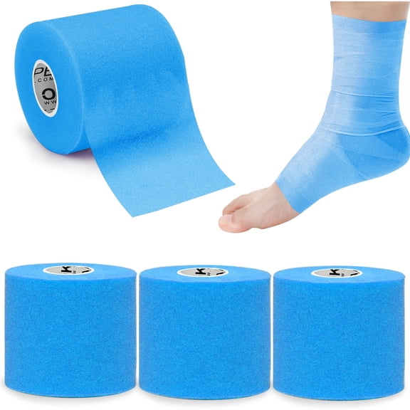 OK TAPE Pre Wrap Tape (4-Rolls, 120 Yards) - Athletic Foam Underwrap for Sports, Protect for Ankles Wrists Hands and Knees, 2.75 Inches - Blue