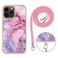 thumbnail image 6 of Case for iPhone 15 Pro, Adjustable Detachable Crossbody Strap Neck Strap Silicone Bumper Marble Painted TPU Ultra Thin Shockproof Protective Phone Case Cover for iPhone 15 Pro, Pink, 6 of 7