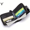 thumbnail image 2 of Genuine Leather Zipper Wallet For Men - RFID Blocking Large Capacity Credit Card Holder Holder Wallet, Business Style, Solid Color, 2 of 3
