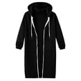 thumbnail image 6 of ZHOUCHANKIDS Long Zipper Hooded Sweatshirt for Women 2026 Cardigan for Autumn Winter Sports Jacket Oversized Solid Color Hooded Sweatshirt Outwear Coat Black, 6 of 6