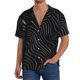 thumbnail image 1 of Balery Abstract Black And White Waves Camisa Casual de Manga Corta con Botones para Hombre, Texturizada, Estilo Cubano, para Playa, Verano-Large, 1 of 5