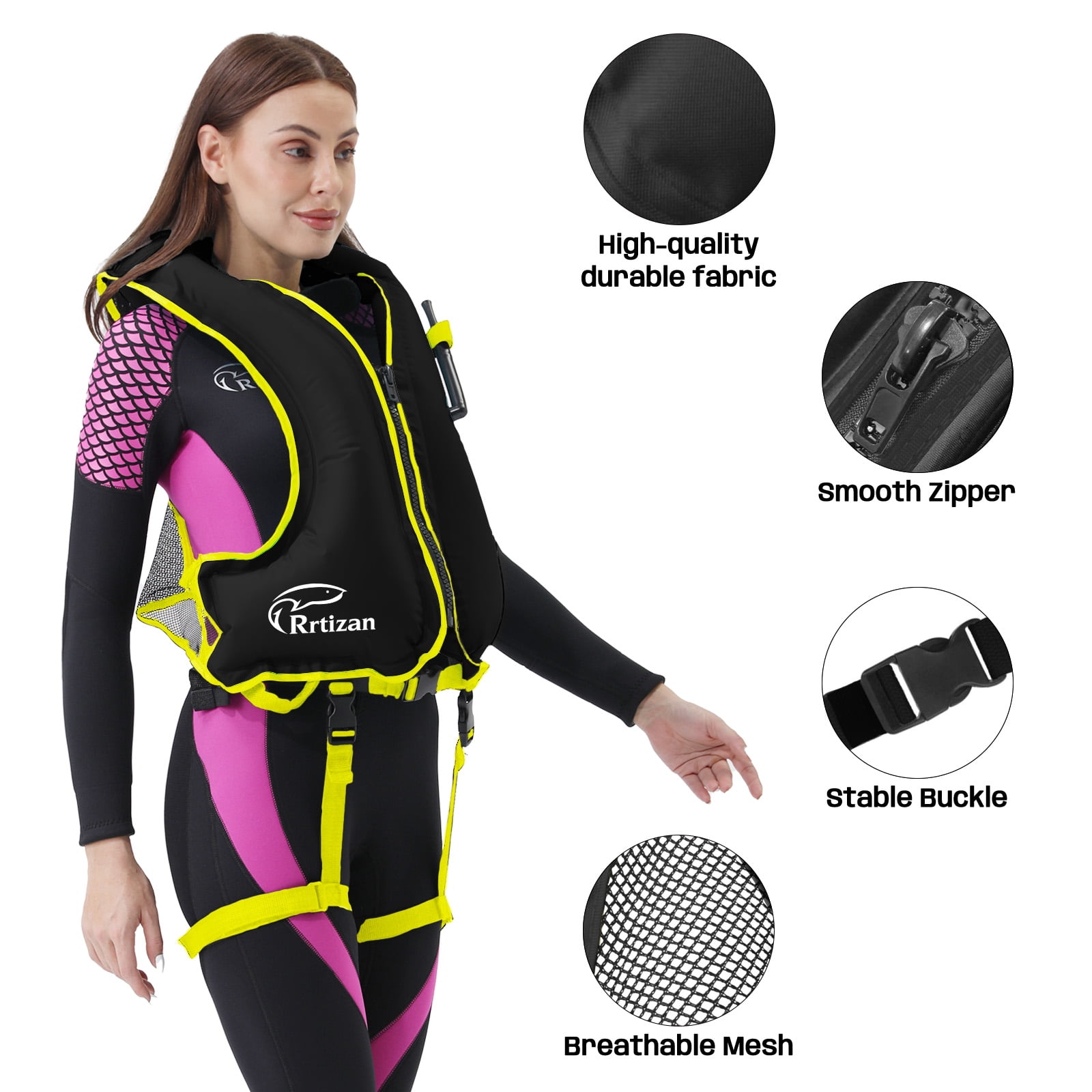 Adult Buoyancy Vest Life Jacket , High Buoyancy, Adjustable Straps, Lightweight Comfortable Quick-Drying Unisex for Boating Fishing Kayaking Swimming Water Sports, Orange