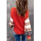 thumbnail image 1 of ABPHQTO Top de bloque de color de leopardo a rayas con estampado de cara divertida de Halloween para mujer, 1 of 5