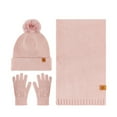 thumbnail image 3 of qolati Women Winter Hat Scarf Gloves 3 in 1 Set Warm Knit Beanie Hat Touchscreen Gloves Set Winter Long Scarf Fleece Lined Skull Caps for Women, 3 of 6