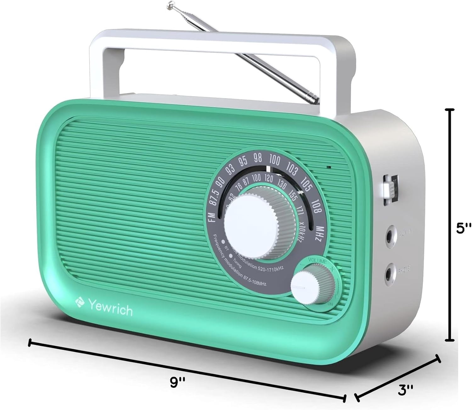 Portable AM/FM Radio with Bluetooth, Battery Operated Transistor Analog Radio or AC Powered with Best Reception, Big and Precise Tuning Knob Large Bluetooth Speaker Easy to Use Suit for Home Cafe