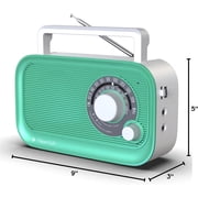 Portable AM/FM Radio with Bluetooth, Battery Operated Transistor Analog Radio or AC Powered with Best Reception, Big and Precise Tuning Knob Large Bluetooth Speaker Easy to Use Suit for Home Cafe