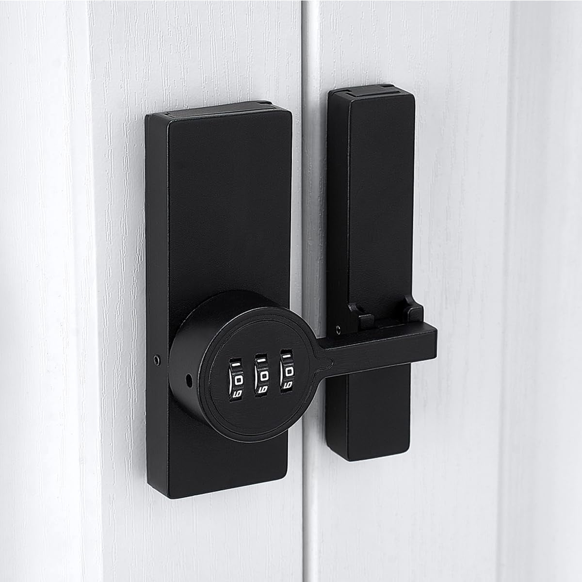 Black 180 Degree Barn Door Lock,3 Digit Password Keyless,Mechanical Password Lock,Flip Latch with Combination,Protect Privacy,for Barn Door,Sliding Door,Windows,Cabinets,Garden,and Bathroom Black