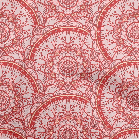 oneOone Cotton Poplin Twill Red Fabric Asian Block Mandala Diy Clothing Quilting Fabric Print Fabric By Yard 56 Inch Wide