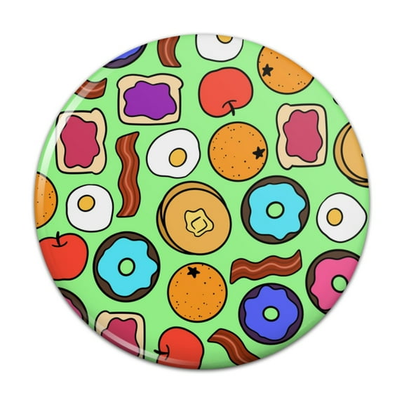 Fun Breakfast Foods Pattern Pinback Button Pin