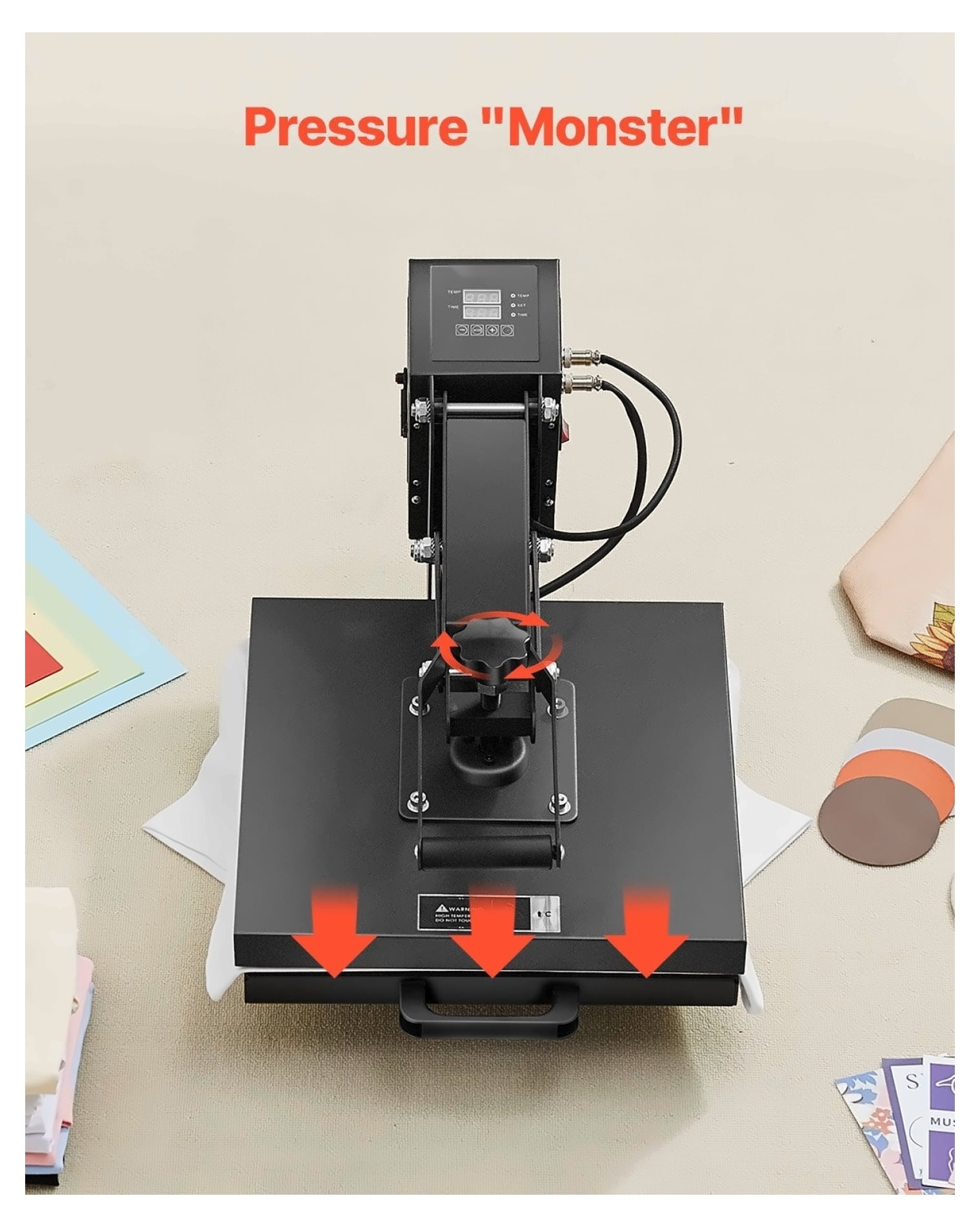 Heat Press Machine 15x15 Inch Sublimation Printer Transfer for T-Shirts, DIY Crafts - Adjustable Pressure, Digital Control
