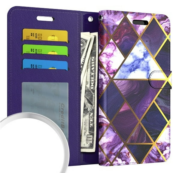 For Motorola Moto G Stylus XT2115DL 4G 2021 Wallet Cover Case - Marble Purple