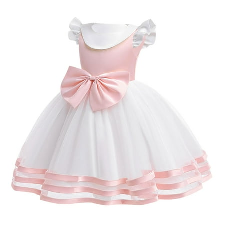 

PANGF Clearance Kids Girl Halloween Outfit Pumpkin Cat Short Sleeve Tulle Halloween Dress Holiday Clothes Girls Little Flying Sleeves Bow Color Block Tutu Skirt Birthday Party Evening Dress