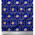 thumbnail image 1 of Soimoi polyester Crepe Fabric Filigree Damask,Leaves & Peony Floral Printed Craft Fabric by the Yard 42 Inch Wide, 1 of 1