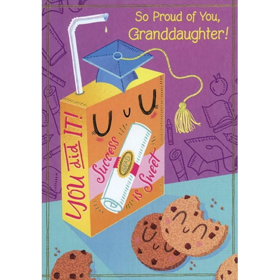 Designer Greetings Juice Box and Cookies Juvenile / Kids Graduation Congratulations Card For Young Granddaughter