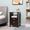 thumbnail image 4 of HOMCOM Modern End Table with 2 Drawers and Storage Shelf, Sofa Side Table, Nightstand for Living Room Bedroom, Coffee, 4 of 10