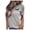 Gray, variant on Women's Casual Short Sleeve Graphic T-Shirt, Funny Face Print Pullover Tee, Stretchy Cotton-Like Top for Everyday Wear, Sizes S-2XL