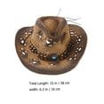thumbnail image 4 of BRIGHTFUFU Sombrero de vaquero occidental, sombrero de ala ancha, sombrero para espectáculos escénicos, gorras de vaquero de paja unisex, 4 of 7