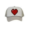 thumbnail image 1 of Men's 80's Retro Large 8 Bit Pixelated Heart Gamer Trucker Hat, White/Lt Grey, 1 of 2
