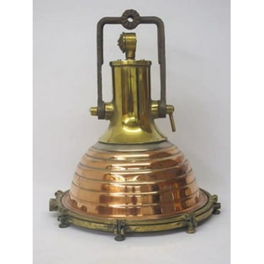 Vintage Large Copper And Cast Brass Directional Cargo Light Pendant
