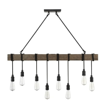 

Rustic Faux Wood Beam Wrapped Hanging Multi Ceiling Pendant Light with 8 E26 Bulb Sockets 480W Painted Finish Chandelier