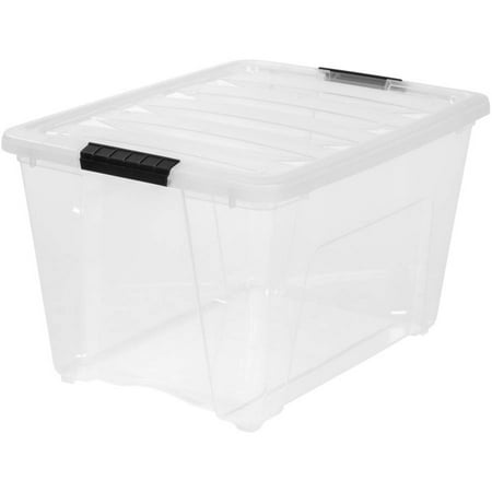 IRIS USA 54 Quart Clear Buckle Up Storage Bin, 1 Pack