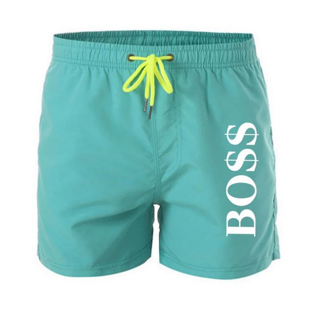 Pantalones cortos de playa para hombre, Shorts de baño forrados de malla, transpirables, secado rápido, deportivos, informales, con cordón, novedad de veranoLake Blue-B