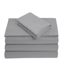 Split King 5-Piece Sheet Set, 600-TC Giza Cotton, 15 inch Deep Pockets - Light Grey