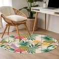 thumbnail image 4 of Pineapple Round Area Rug 3.3Ft Washable Circle Rugs for Dining Room Table, Farmhouse Fruit Flowers Leaves Wooden Grain Non-Slip Carpet Floor Mats Indoor Outdoor Carpet Runner Aesthetic Home Decor, 4 of 8