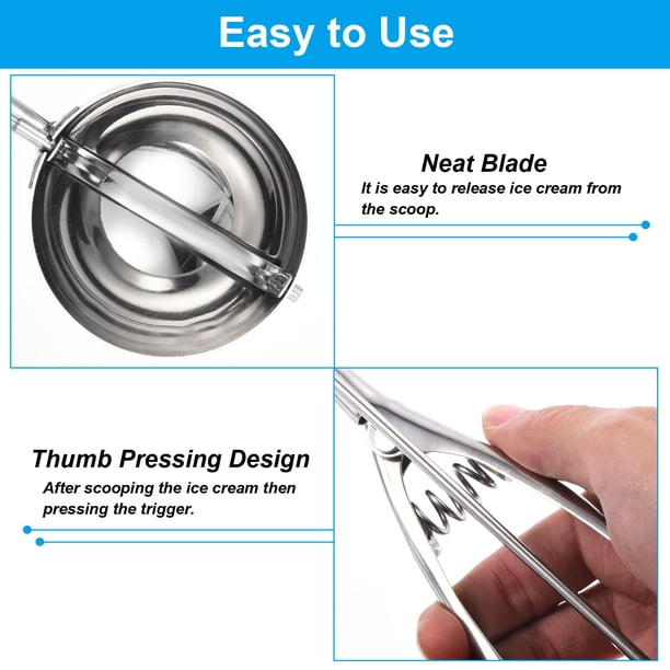 Uxcell Ice Cream Scoop Set, 3Pcs 1oz/2oz/3oz Stainless Steel