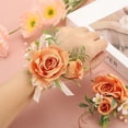 thumbnail image 4 of Uxcell 2 Set Artificial Flower Wrist Corsage and Boutonnieres Set for Men Women Orange, 4 of 5