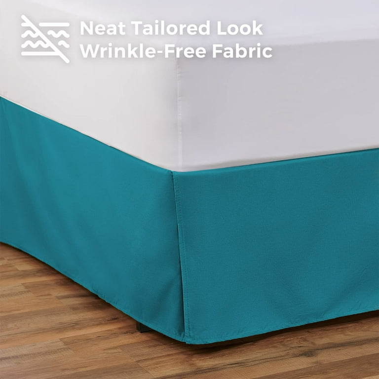 Tailored Bed Skirt 14 inch Drop Aqua Twin XL Dorm Bedskirt with Split Corners Available in 14 Colors Blissford