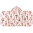 thumbnail image 5 of Yayeee Kids Hooded Towel with Hand Pockets Beach Soft Absorbent Bath Wrap 50 x 23.5 inch, Pink Ice Cream Pattern, 5 of 5
