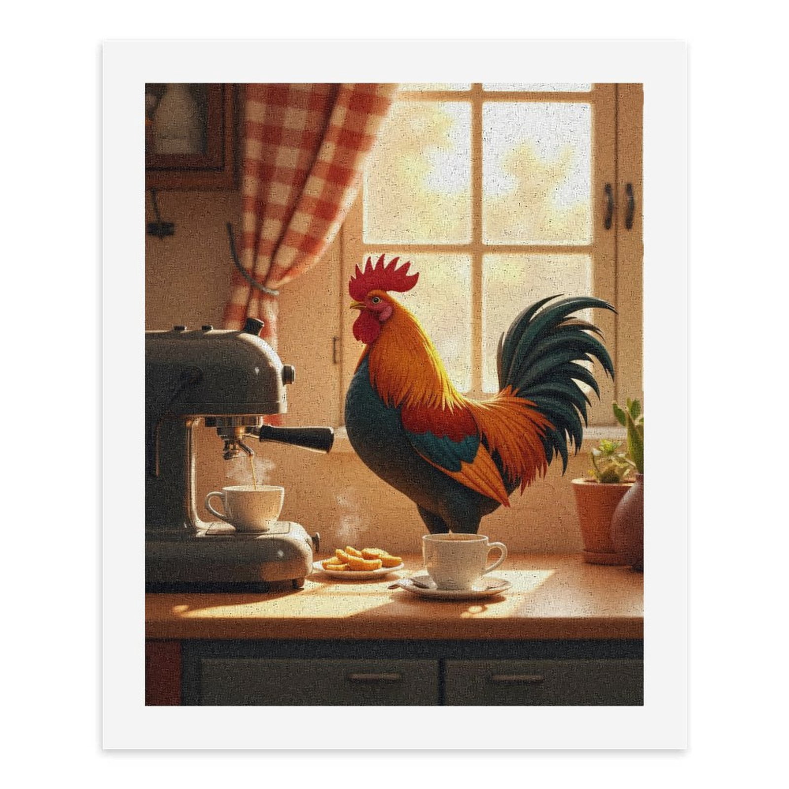 Paint By Numbers Kit for Adults Beginner - DIY Rooster Coffee Morning Kitchen Scene Canvas Painting Kits for Adults, Frameless Paint By Number for Adults for Home Wall Decor 16x20 Inch