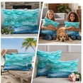 thumbnail image 3 of 2 Pack Outdoor Waterproof Throw Pillow Covers,Abstract Marble Ombre Blue Ocean Wave Decorative Square Pillow Case Patio Pillowcases for Chair Couch Sofa 16x16in, 3 of 9